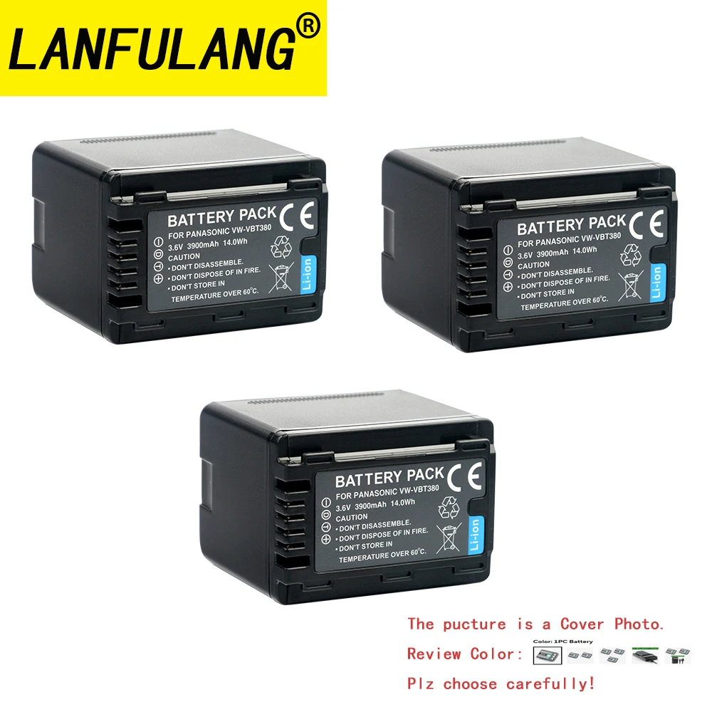 VW-VBT1380 3.6V 3900mAh Li-ion Camera Battery High Capacity Replacement for Panasonic HC-V110 V130 V160 V180 V210 V230 V260 V250