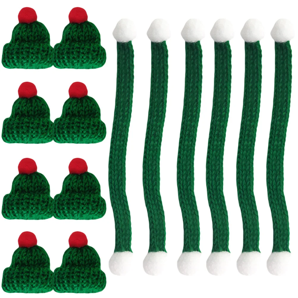 20Pcs Mini Xmas Knit Hat and Scarf Set Handmade Woolen DIY Accessory for Phone Covers Shoes Bags Decor Holiday Gift Craft