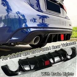 Rear Brake Light Rear Valance for Infiniti Q50 Q50S 2018-2024 (Base/Sport) Sedan Car Rear Bumper Diffuser Spoiler Bodykit Tuning
