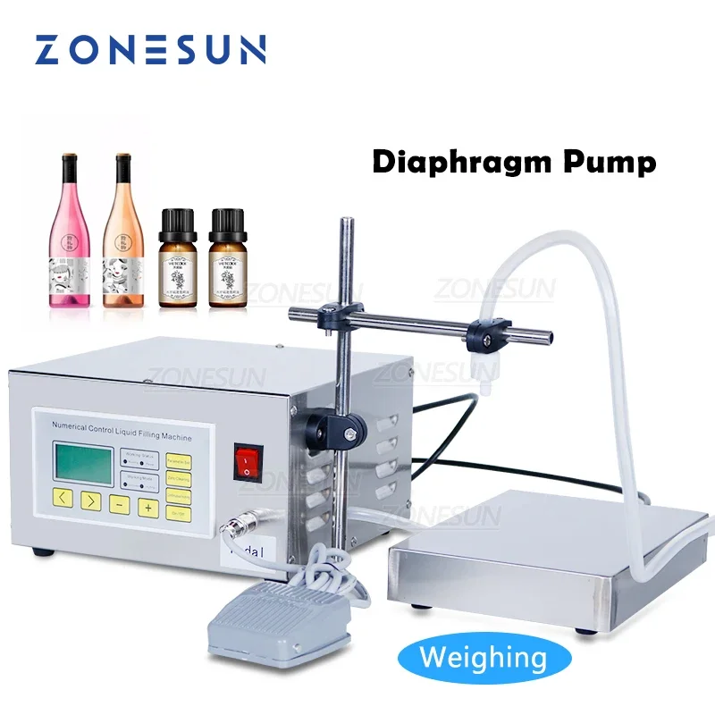 ZONESUN ZS-DP641W Semi Automatic Filling Machine  Liquor Beverage Perfume Juice Food Grade Diaphragm Pump Water Bottle Filler