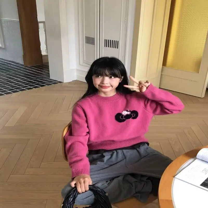 

Sanrio New Cute Sweater Kitty Sweater Sweet Wind Korean Style Cartoon Long Sleeves Knitting Sweater Student Daily Style Sweater