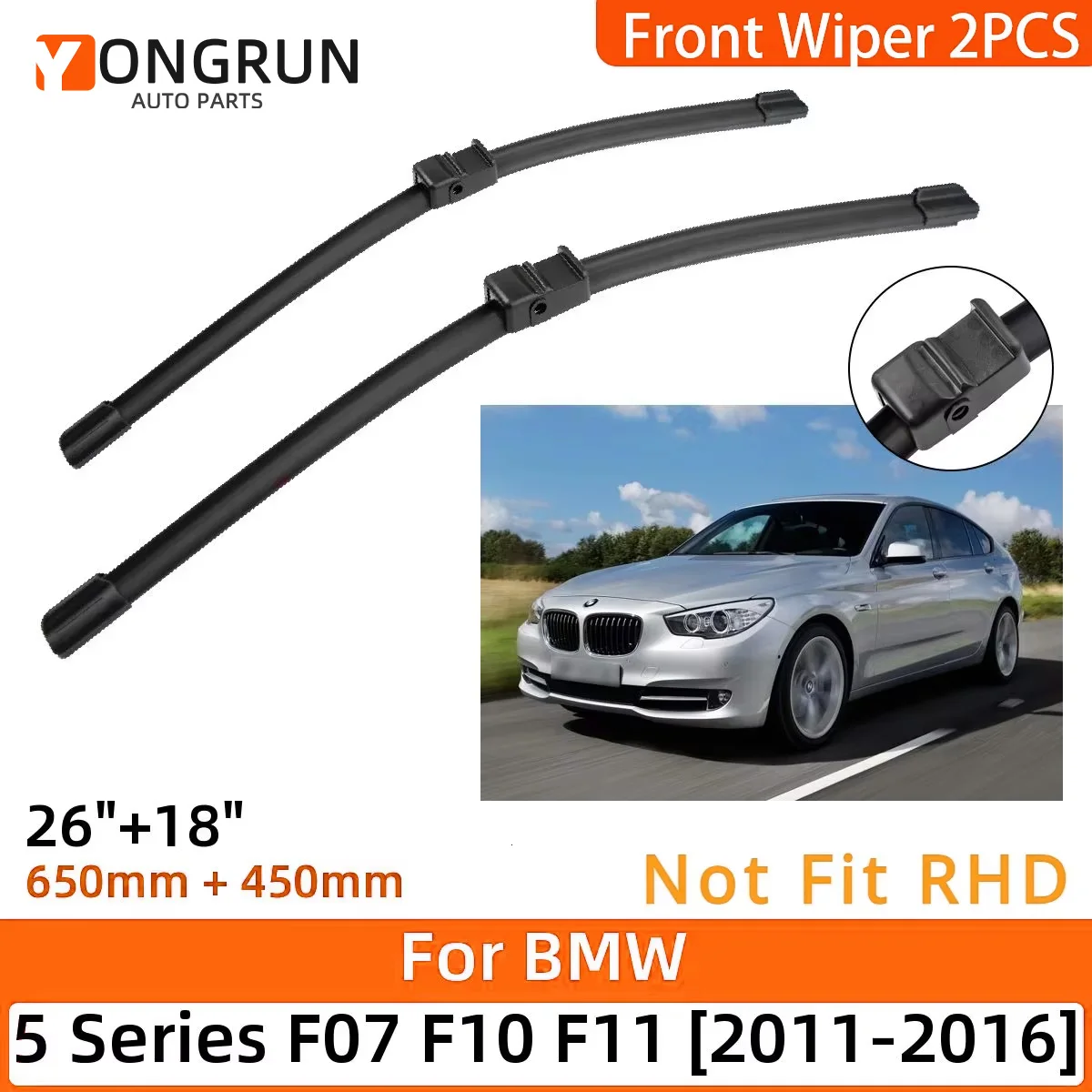 YONGRUN BMW 5er Serie F07 F10 F11 2011-2016 26+18 Zoll Frontscheibenwischerblätter 520i 523i 528i 530i 535i 550i 518d 520d