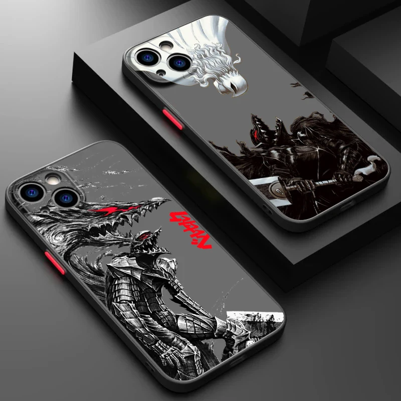 Berserk Guts Fighting Frosted Translucent For Apple iPhone 15 14 13 12 11 XS XR X 8 7 SE Pro Max Plus Mini Back Phone Case