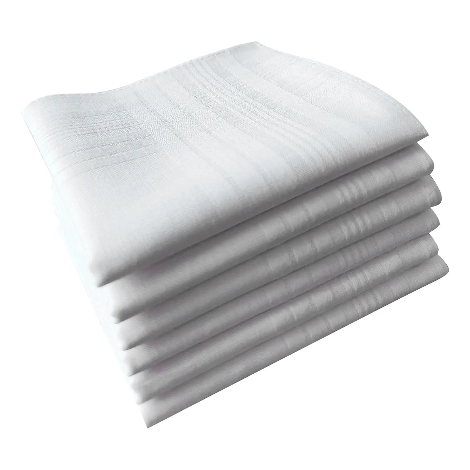 5x Men's White Handkerchiefs 40cm Gifts Bandanas Hanky Hankies for Men Cotton for Women Men Birthday Weddings Gentlemen Casual