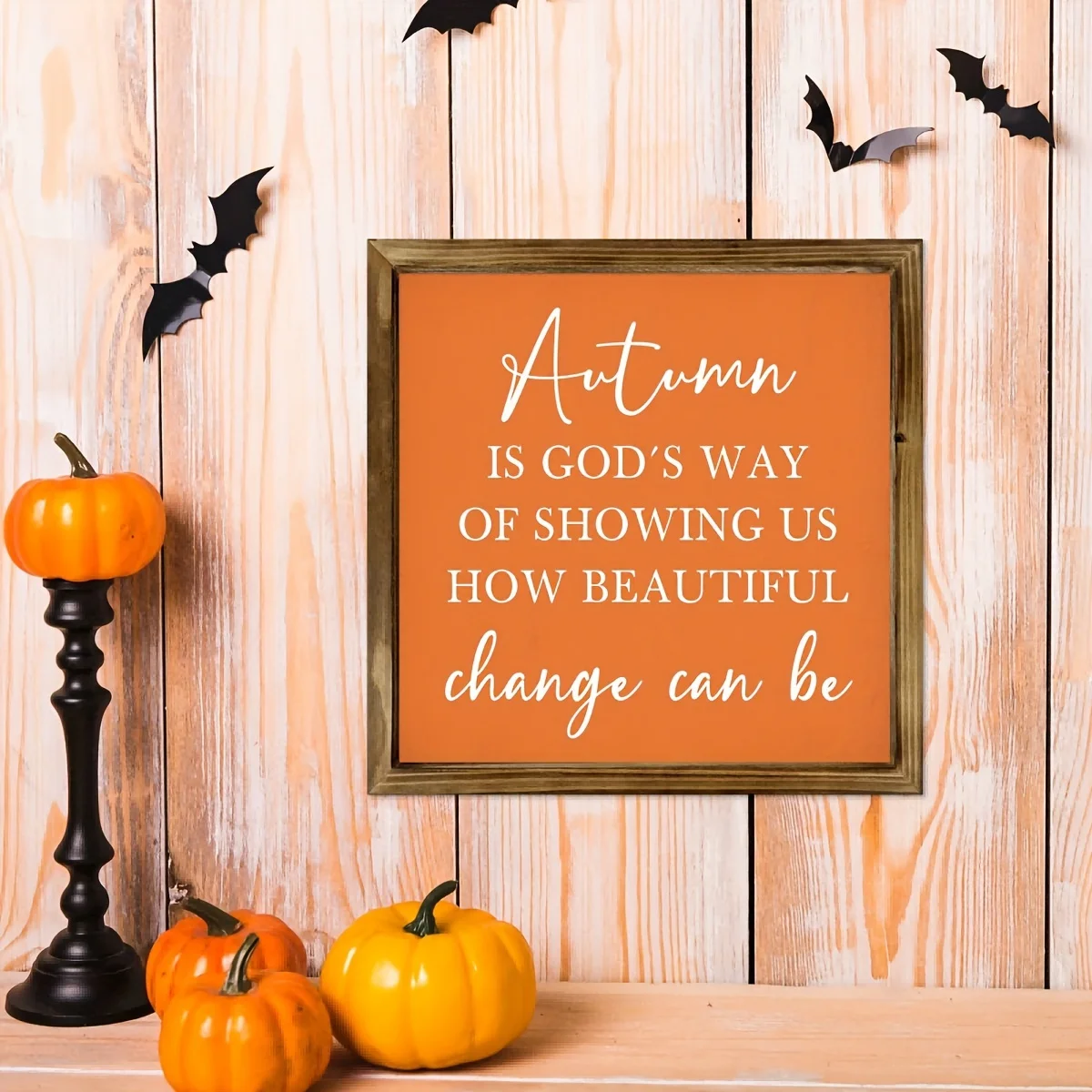 1 قطعة 20 سنتيمتر × 20 سنتيمتر مؤطرة علامة الخريف ، "الخريف هو طريقة الله..." ملهمة إقتباس ديكور ، الخريف - تحت عنوان جدار الفن للمنزل #6