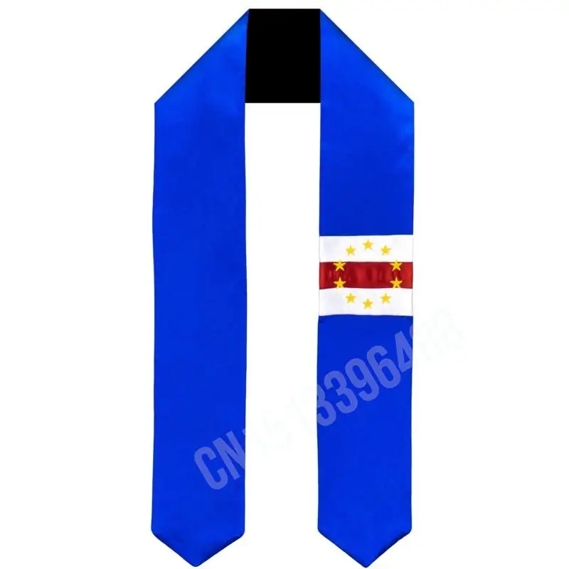 Cape Verde Flag Scarf Top Print Graduation Sash Stole International Study Abroad Adult Unisex Party Accessory