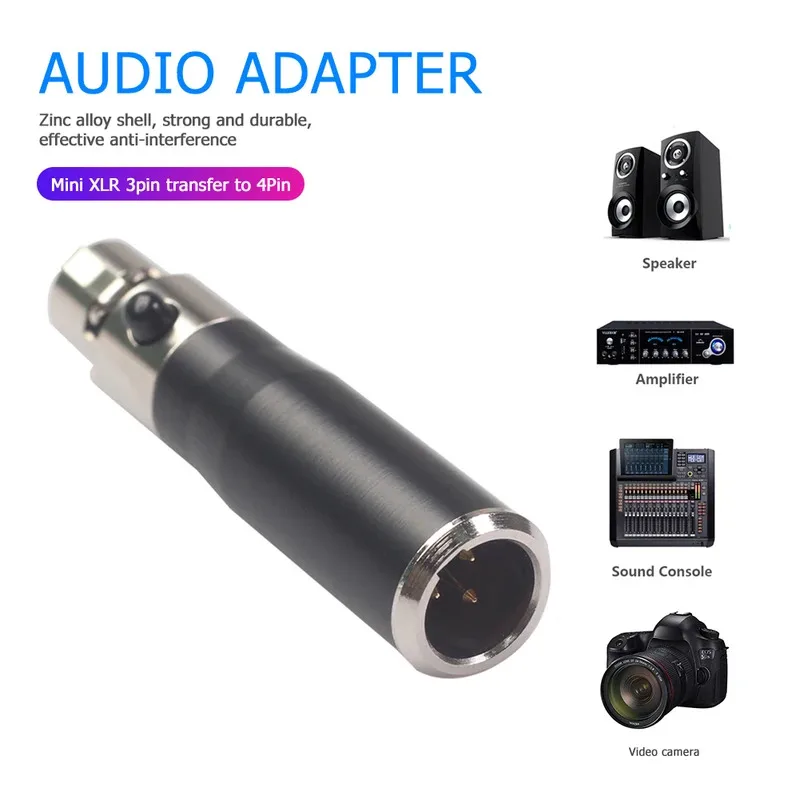 10PCS Mini XLR 3Pin Stecker auf 4Pin Buchse Metall Audio Adapter - Mic Connector Converter Universal