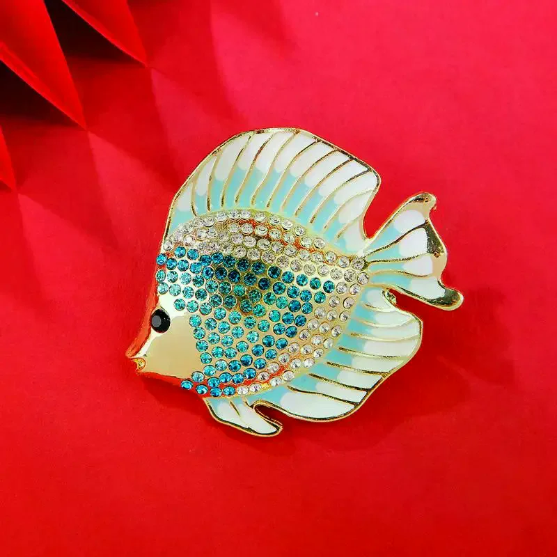 Cute Rhinestone Animal Tropical Fish Brooches For Women Clothing Coat Accessries Gifts