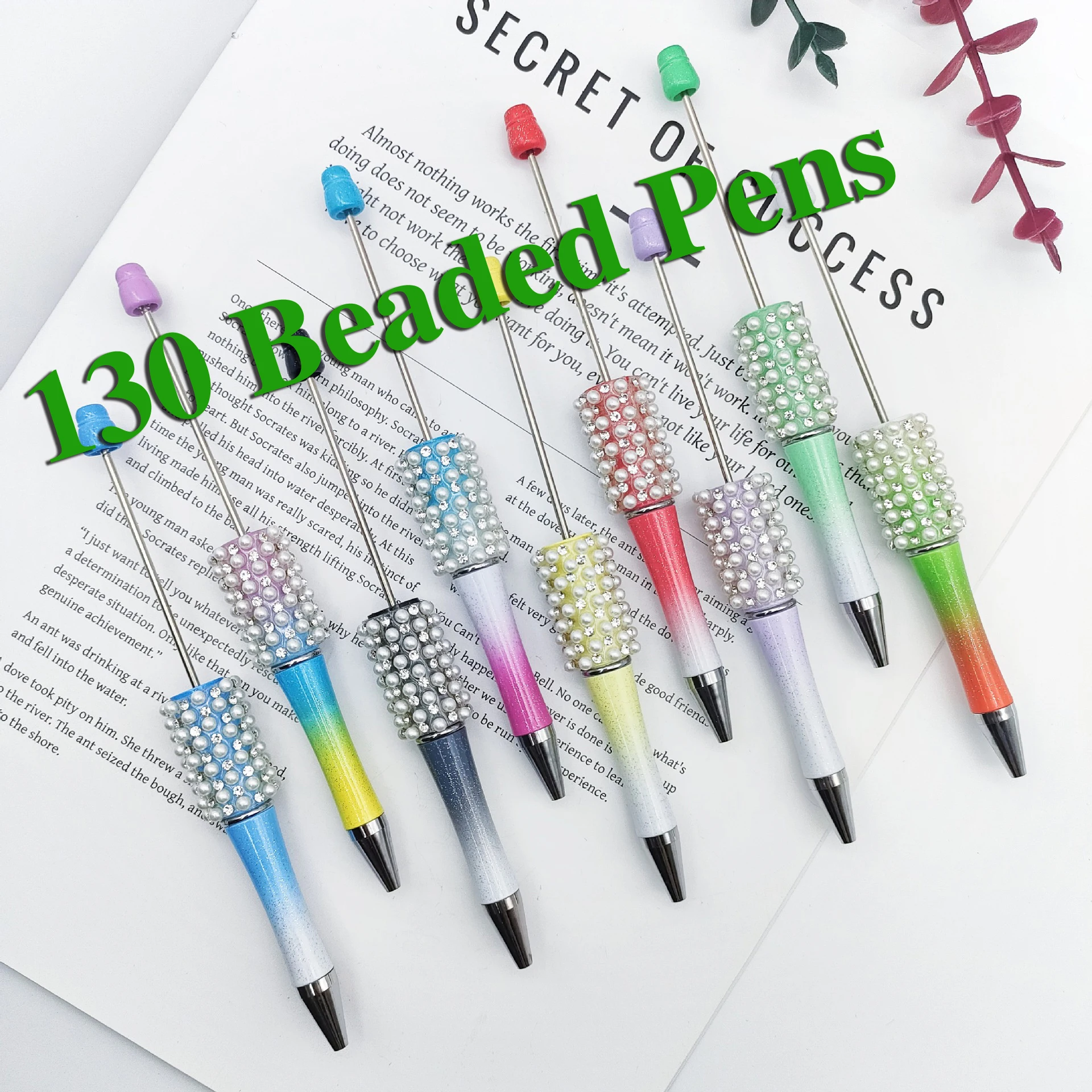 

130Pcs Beadable Pen Bead Pen Bulk Shaft Ink Ballpoint Pens DIY Pens for DIY Making Gift Office Supplies