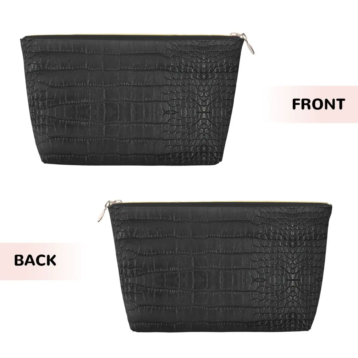 Custom Travel Black Alligator Skin Leather Print Toiletry Bag Makeup Cosmetic Organizer for Women Beauty Storage Dopp Kit Box