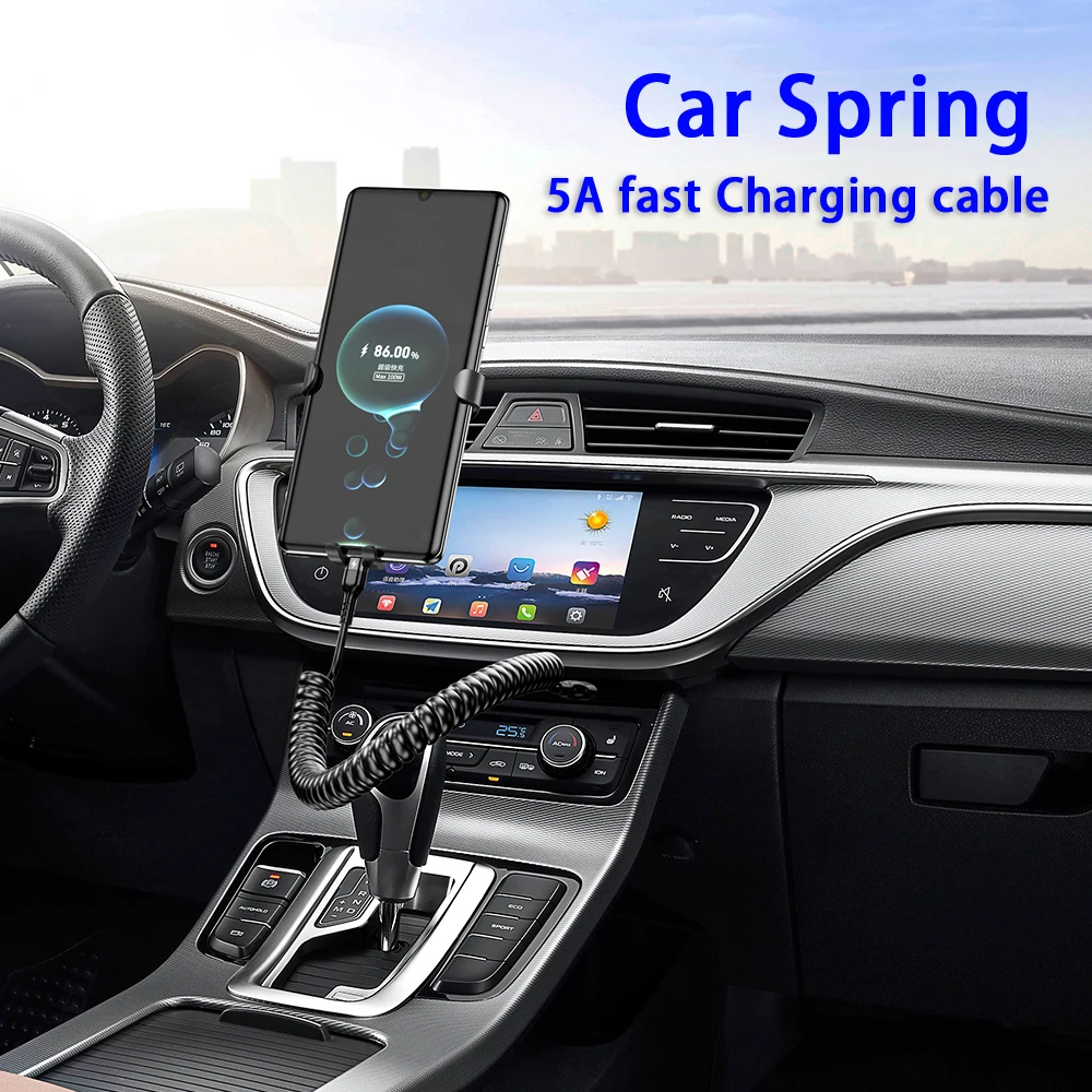 66W 5A USB Type-C Fast Charging Data Spring Telescopic Cord For Samsung S24 Xiaomi Huawei  Android Phone Car USB C Charging Line