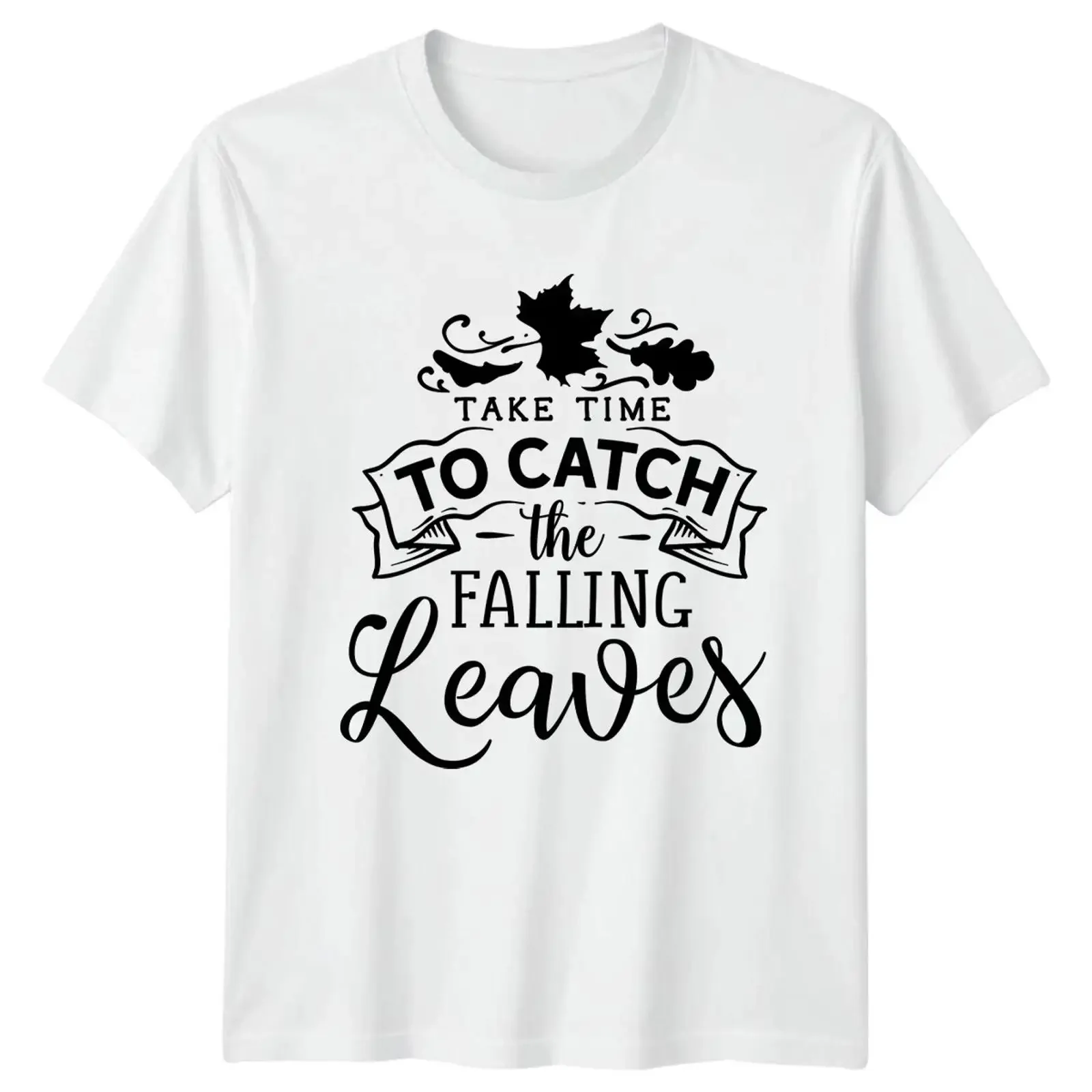 Take Time To Catch The T-Shirt Herbst Blätter Vintage Washed Atmungsaktiv Leicht vielseitig Einsetzbar Unisex Grafik Soft Homme