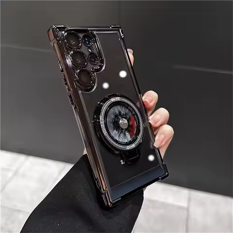 Shockproof Airbags Armor Magnetic Transparent Case for Samsung Galaxy S25 S24 Ultra S23 Fe S22 Plus A54 A15 A25 A35 A55 A53 5G