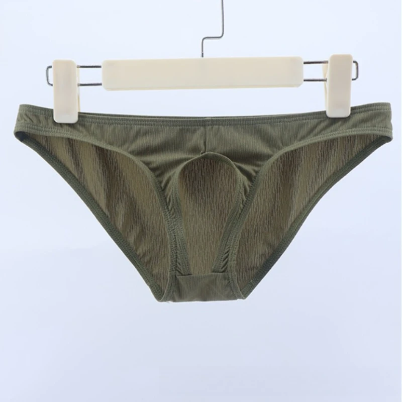 Men's Front Open Briefs Thin Breathable Sexy Low-Rise Underwear Hollow Male Cuecas Gay Erotic Panties Calzoncillos Hombre