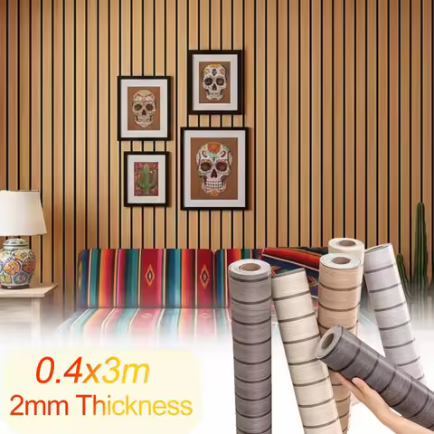 Wooden Grid Wall Sticker Self Adhesive Background Decor for Bedroom Living Room Kitchen PVC Waterproof Wallpaper for Wall