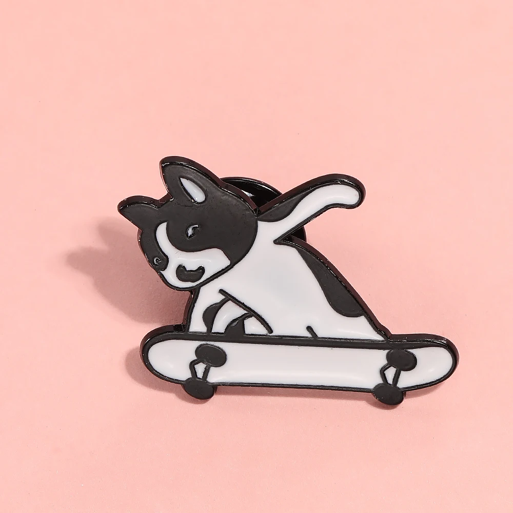 Funny Statement Skateboarding Dog Enamel Pins Brooch For Pet Lovers Bag Backpack Clothes Jewelry Decoration