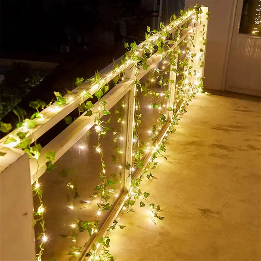 

Flower Green Leaf String Lights Artificial Vine Fairy Lights Battery Powered Christmas Tree Garland Light for Weeding Home Decor