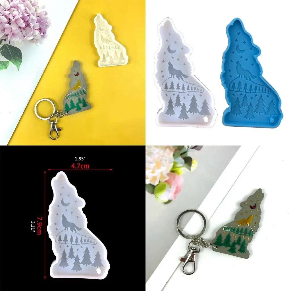 

P9FE Wolf Animal Silicone Silicone плесень для формы для брелков для формирования подвеска