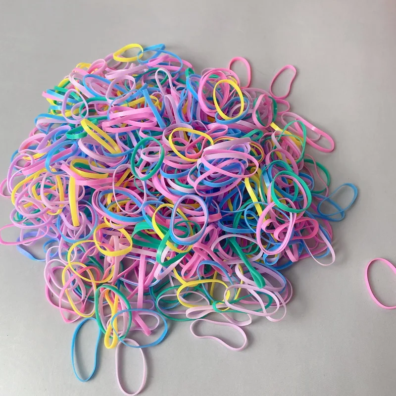 About 1kg Large Disposable Transparent Hair Bands For Girls Colorful Hair Tie Women Big Hair Rope Kid Scrunchie Wholesale