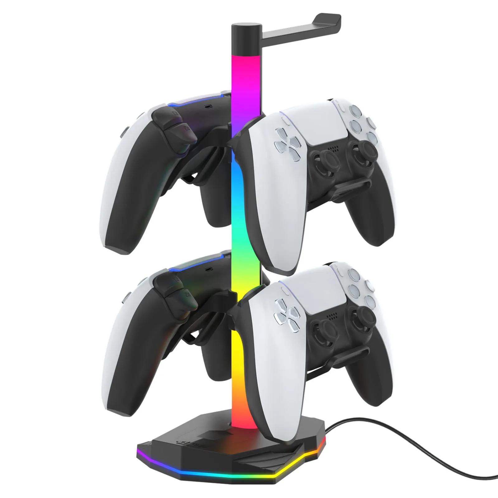 

Headset Controller Display Stand with RGB Light Stable Headset Organizer Earphone Display Bracket Universal Fit for All Brands