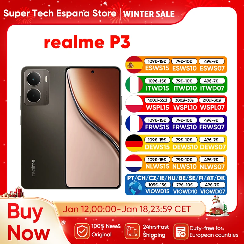 Globale Version realme P3 5G Smartphone Snapdragon 6 Gen 4 120Hz AMOLED Esports Display 50MP AI Kamera 45W Charge 5260mAh Akku IP69 Wasserdichtigkeit