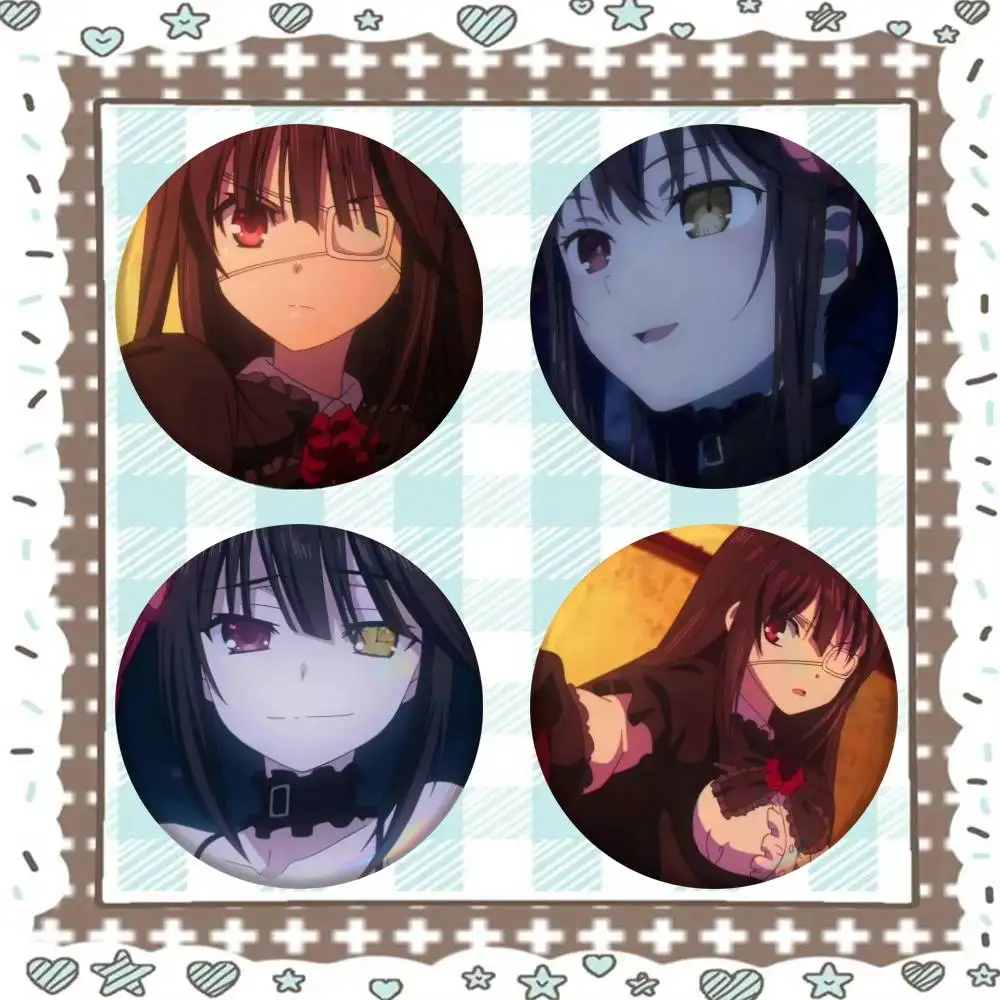 Date A Live Kurumi Tokisaki Anime Badge Tinplate Meme Round Brooch For Hat Bag Creative Lapel Jewelry Accessories Gifts