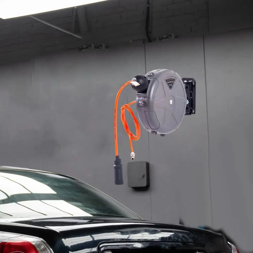 Swivel Bracket Retractable Air Hose Reel Quick Coupler Air Compressor Compressor Hose Reel Wall Mounted Automatic Rewind