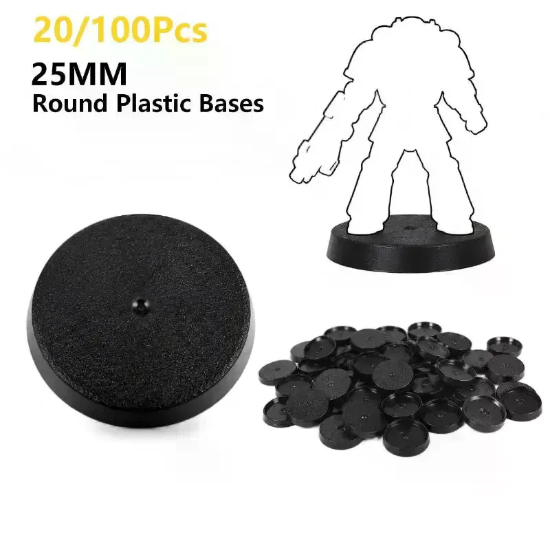 20/100Pcs 25mm Round Wargame Miniature Base Black Plastic Figure Stand For Tabletop Wargaming Model Hobby DIY Painting view 4