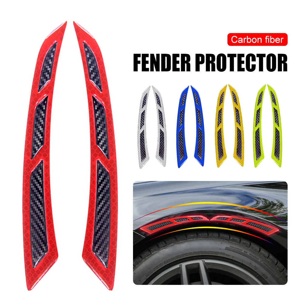 

1Pair Car Fender Protector Universal Reflective Car Wheel Eyebrow Fender Sticker Strips Anti-Collision Carbon Fiber Fender Flare