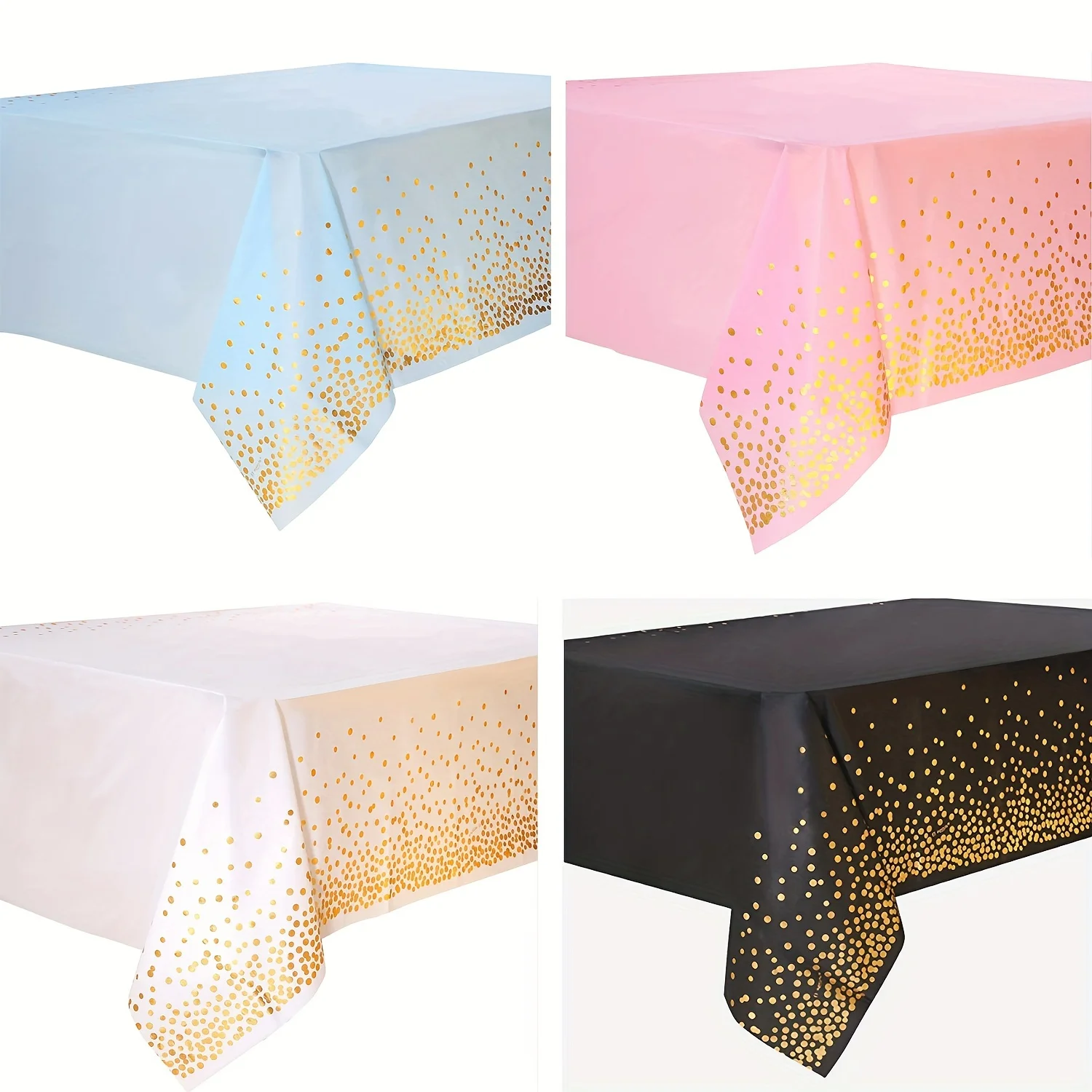 137x274cm Rectangle Disposable Bronzing Gold Dot Waterproof Party Tablecloth for Birthday Restaurant Wedding Decoration