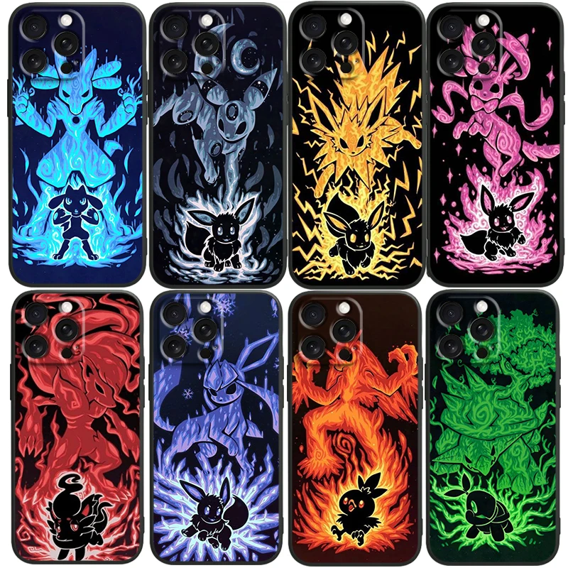 

Coque Pocket Monster Pikachu For iPhone 15 14 13 12 11 XS XR X 8 7 SE Pro Max Plus Mini Black Cover Phone Case
