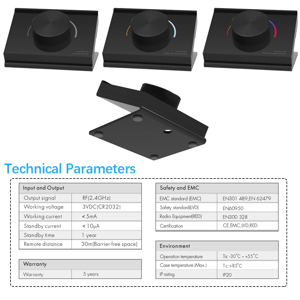 2.4G RK1/RK2/RK3 Panel obrotowy RF zdalnie sterowany zdalnie zdalnie sterowany Dimmer LED/ct/RGB kontroler LED jasności światła LED