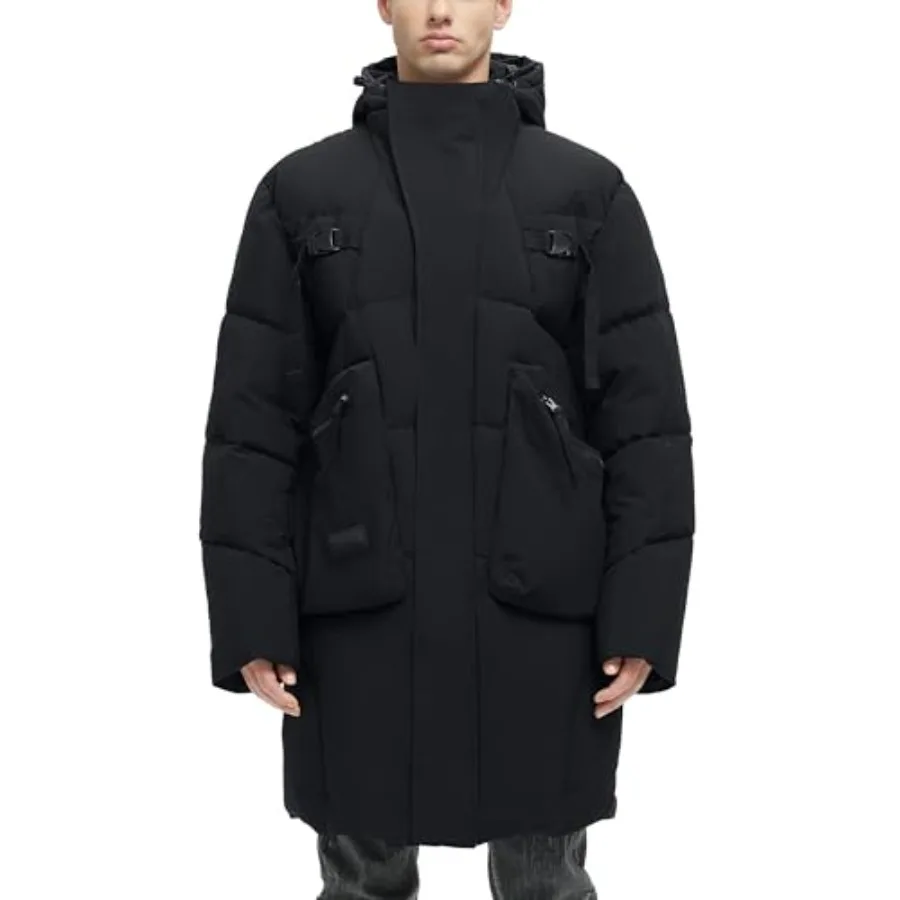 

Мужские длинные зимние теплые пальто VOPOKER, зимние куртки для мужчин, водонепроницаемые зимние пальто для мужчин, утепленное пальто с капюшоном