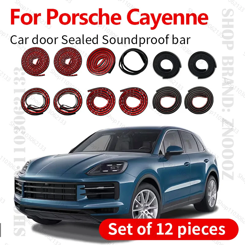 

For Porsche Cayenne 92A/9YA Car Door Seal Strip Rubber Double Layer Sealing Protector Soundproof Dustproof Seal Strip 12PCS Set