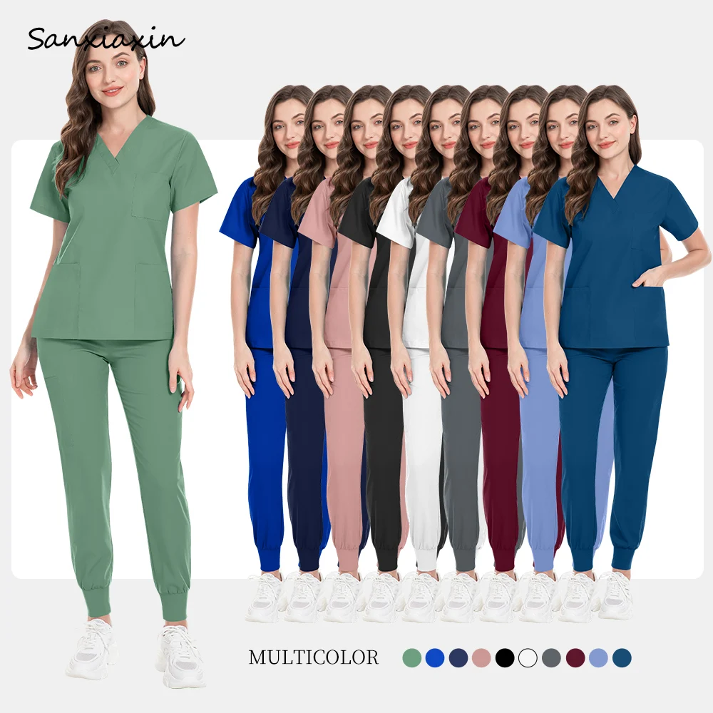 

Non-stick Hair Scrubs Sets Tops Pants Dental Clinic Nurse Uniform Slim Fit Nursing Workwear Pet Hospital Veterinary Staff Cloths