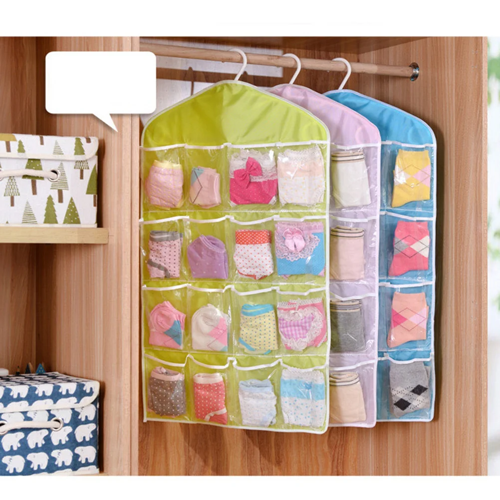

Beige 16-Grid Transparent Wardrobe Underwear Socks Storage Bag Hanging Organizer for Neat Tidy Room Storage Bag