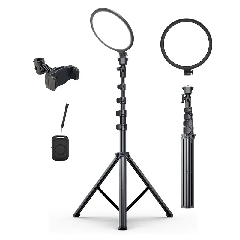 10 Inch LED Ring Light with Tripod Stand 3 Color Modes 10 Brightness Levels for Mobile Phone TikTok Live Streaming