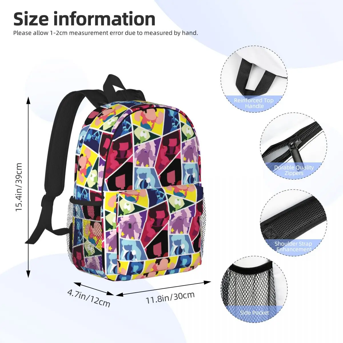 Steven Universe Pattern Backpack Student Boys Girls BookBag Kids School Bag Computer Shoulder Bags for Men Women