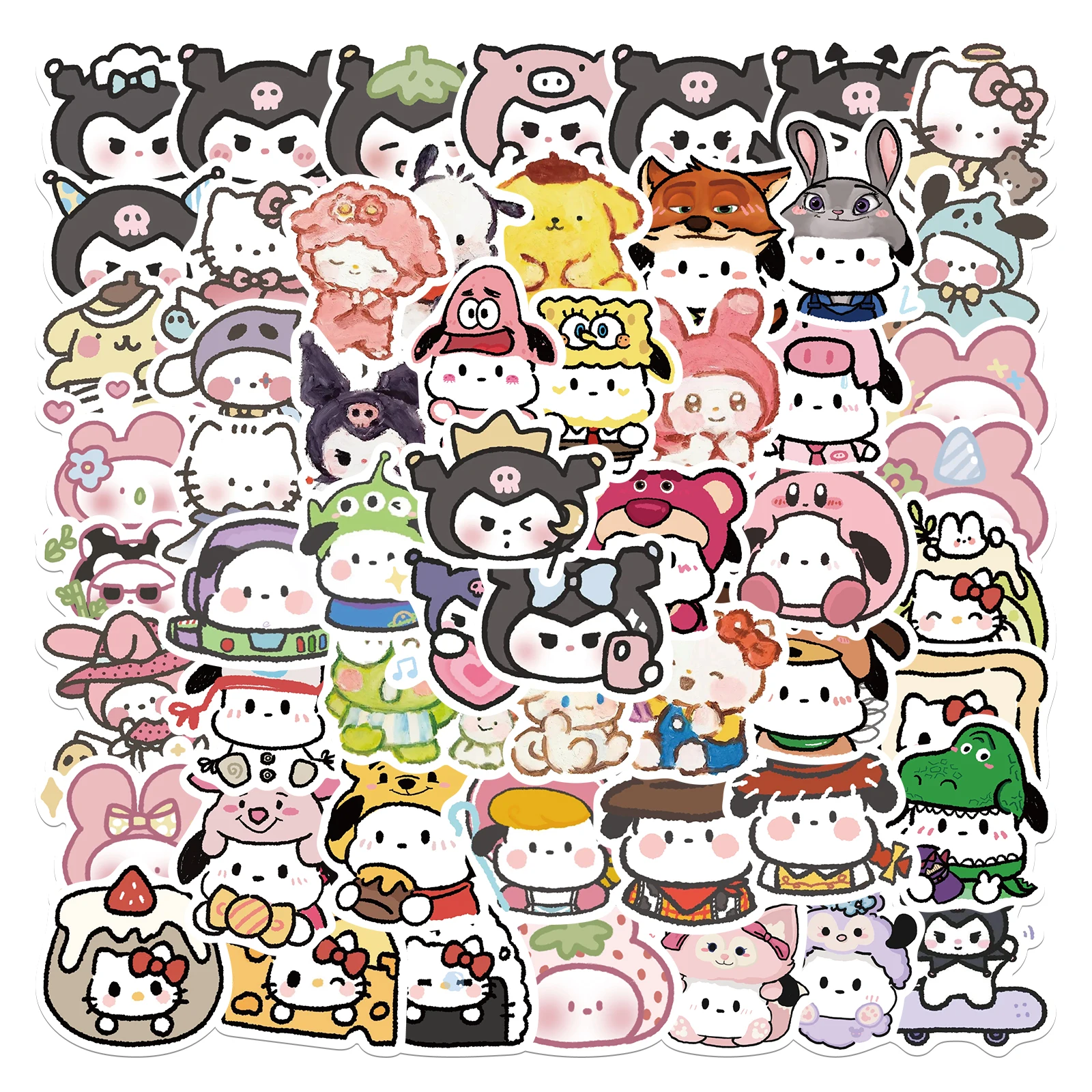 10/50Pcs New Kawaii Sanrio Stickers Kuromi Cinnamoroll HelloKitty Mymelody Decals Luggage Phone Laptop Diary Kids Sticker Toy