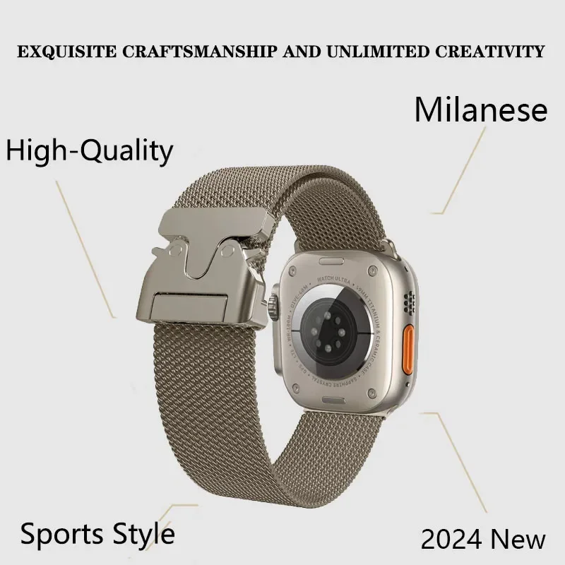 애플 워치용 밀라노 루프 팔찌 스트랩 밴드, 아이워치 시리즈 10, 9, 7, 8, 4, 5, 6, SE, 울트라 2, 46mm, 44mm, 45mm, 41mm, 49mm, 42mm, 40mm