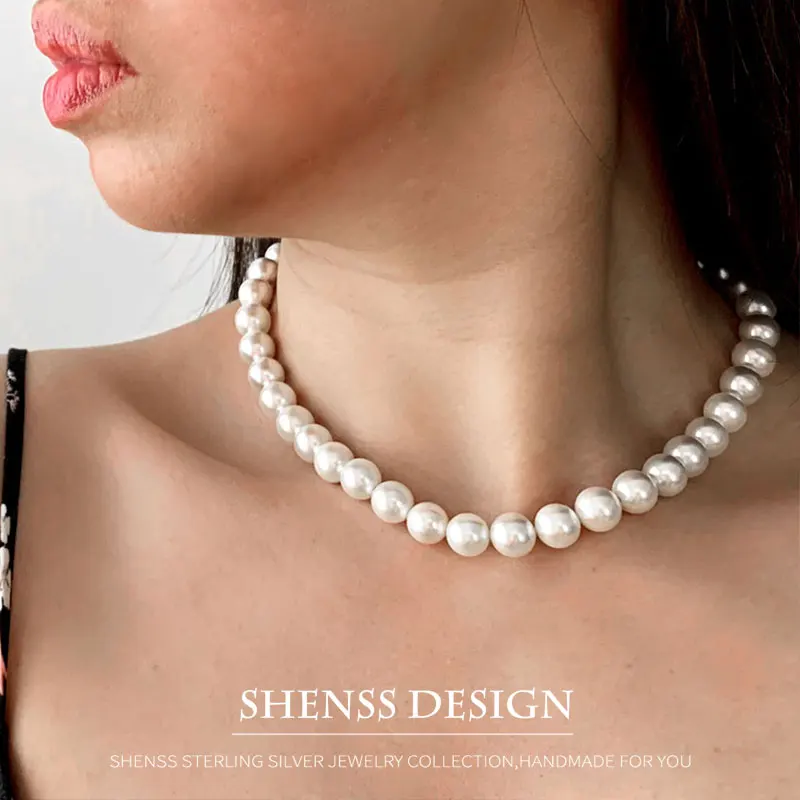 

Elegant Classic Temperament Wedding Necklace 4-10mm Imitation Pearl Necklace for Women