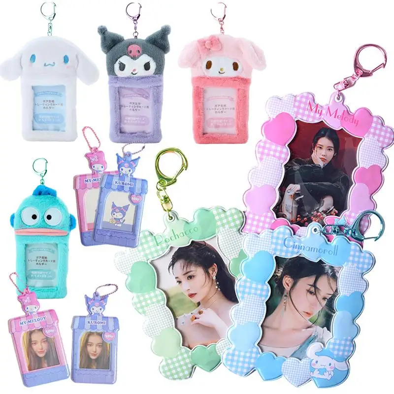 

27 Styles Sanrio Hello Kitty Kuromi Cinnamoroll Card Cover Keychain Bus Campus Id Card Holder New Idol Star Photo Card Case Gift