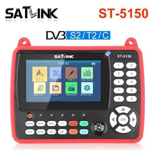 SATLINK ST-5150/T2/C COMBO HD Satellite TV Finder Meter H.265 HEVC DVB-S2 QPSK 8PSK 16APSK 5.5-дюймовый TFT ЖК-экран