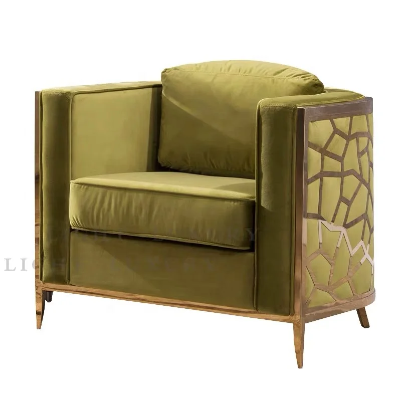 

Living Room Sofa Combination Wrought Iron Gold-plated Legs High-density Sponge Custom-made Plus Velvet Leather Fabric