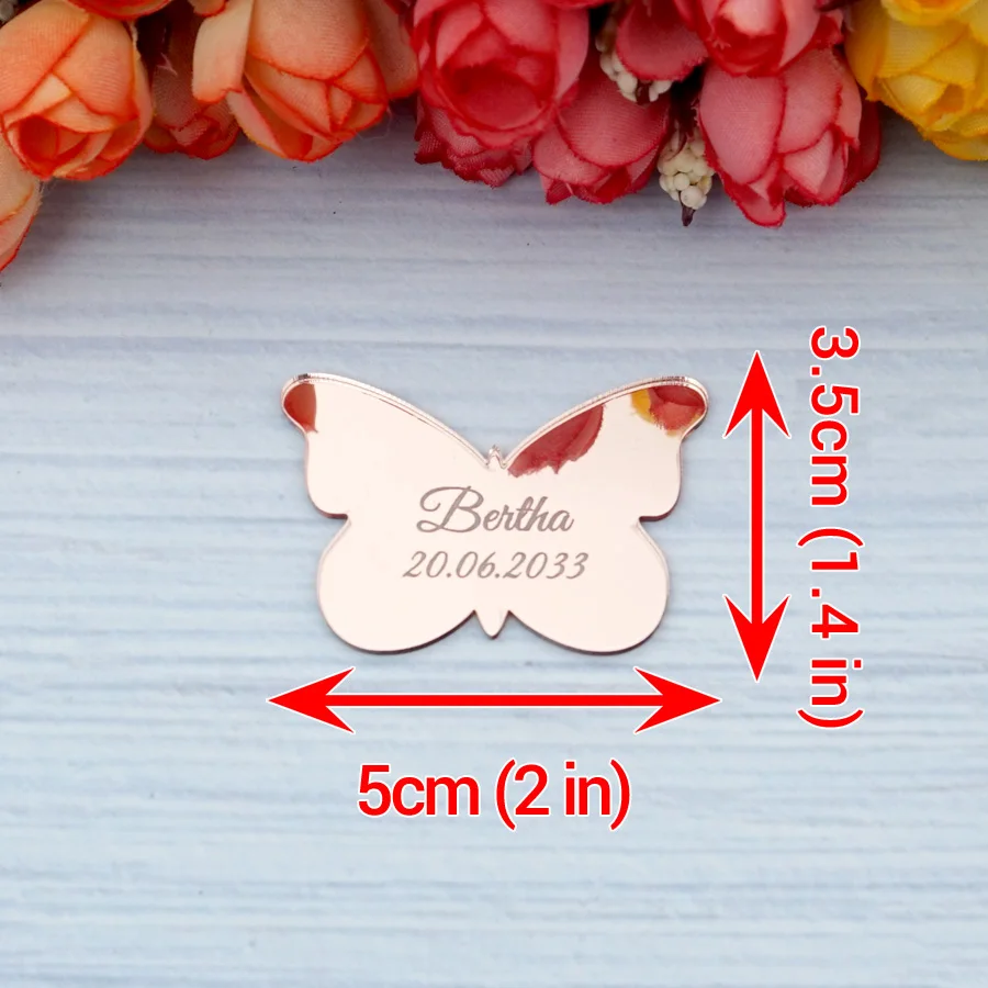 Custom Butterfly Tags Acrylic Engraving Name Cards Personalized Wedding Invitation Card Party Guest Gift Table Decor