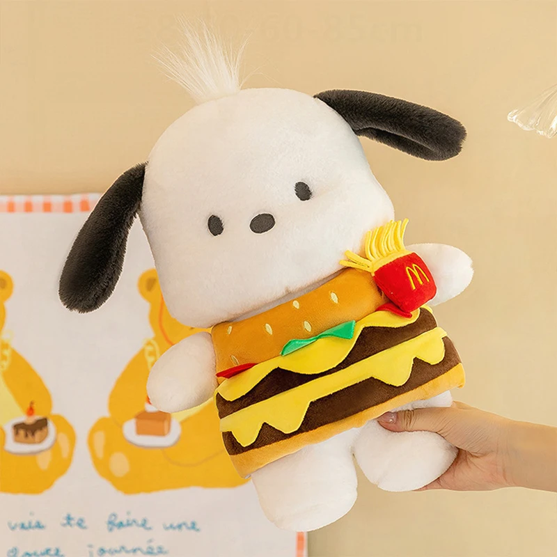 

Cute Plush Toy Burger Pacha Dog Removable Clothes Stuffed Animal for Kids Birthday Xmas Gift Bed Decor Wholesale Arcade Prize
