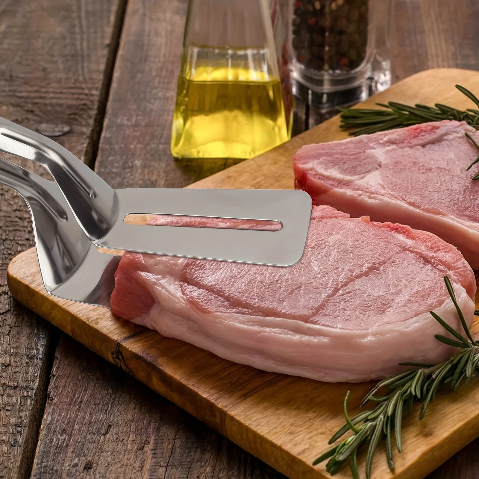 1/2/4Pcs Edelstahl Steak Clips Multifunktionale Spachtel Doppelseitige Kochen Zange Für Fisch Fleisch Pizza küche Backen Werkzeuge – Detail 13