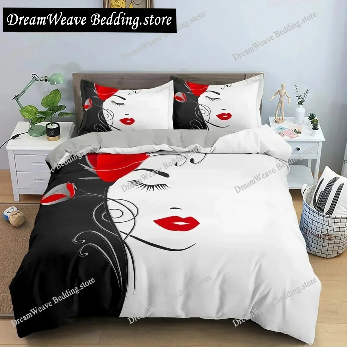 Hand-drawn Woman Bedding Set Duvet Cover 3d Bedding Fashion Design Decoration King Duvet Cover Set Double Bed Set Bedding Sets96