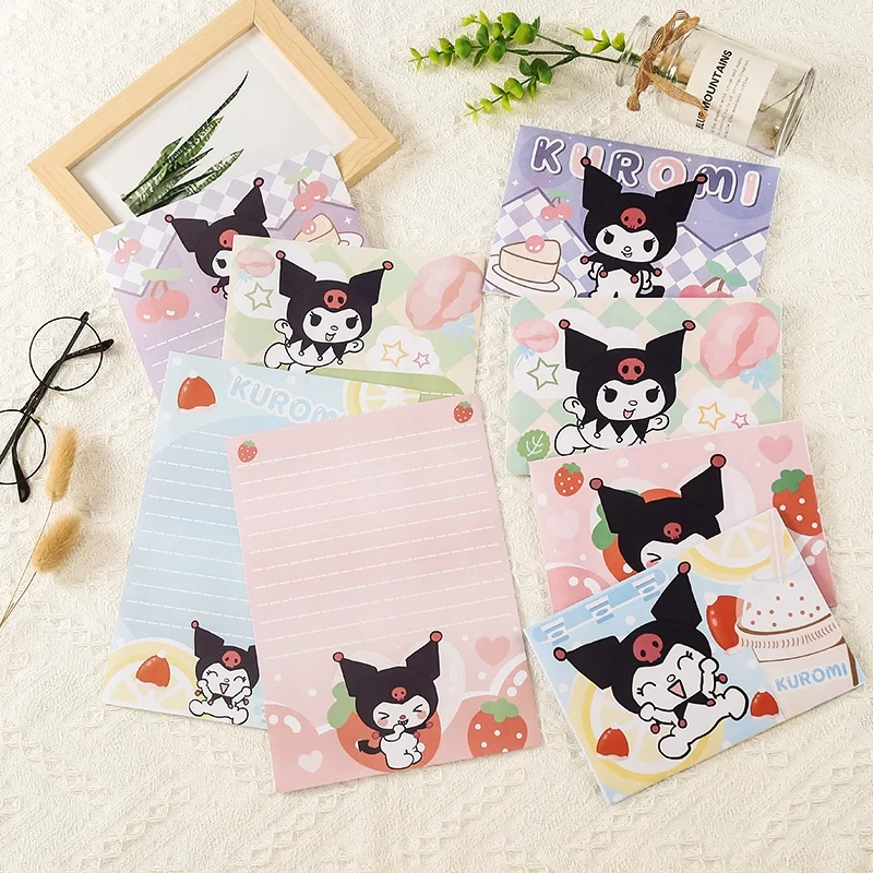 2023 New Sanrio Cute Cartoon Kuromi Envelope Letter Set Exquisite Student Letter Message Letter Paper Gift Letter Wholesale