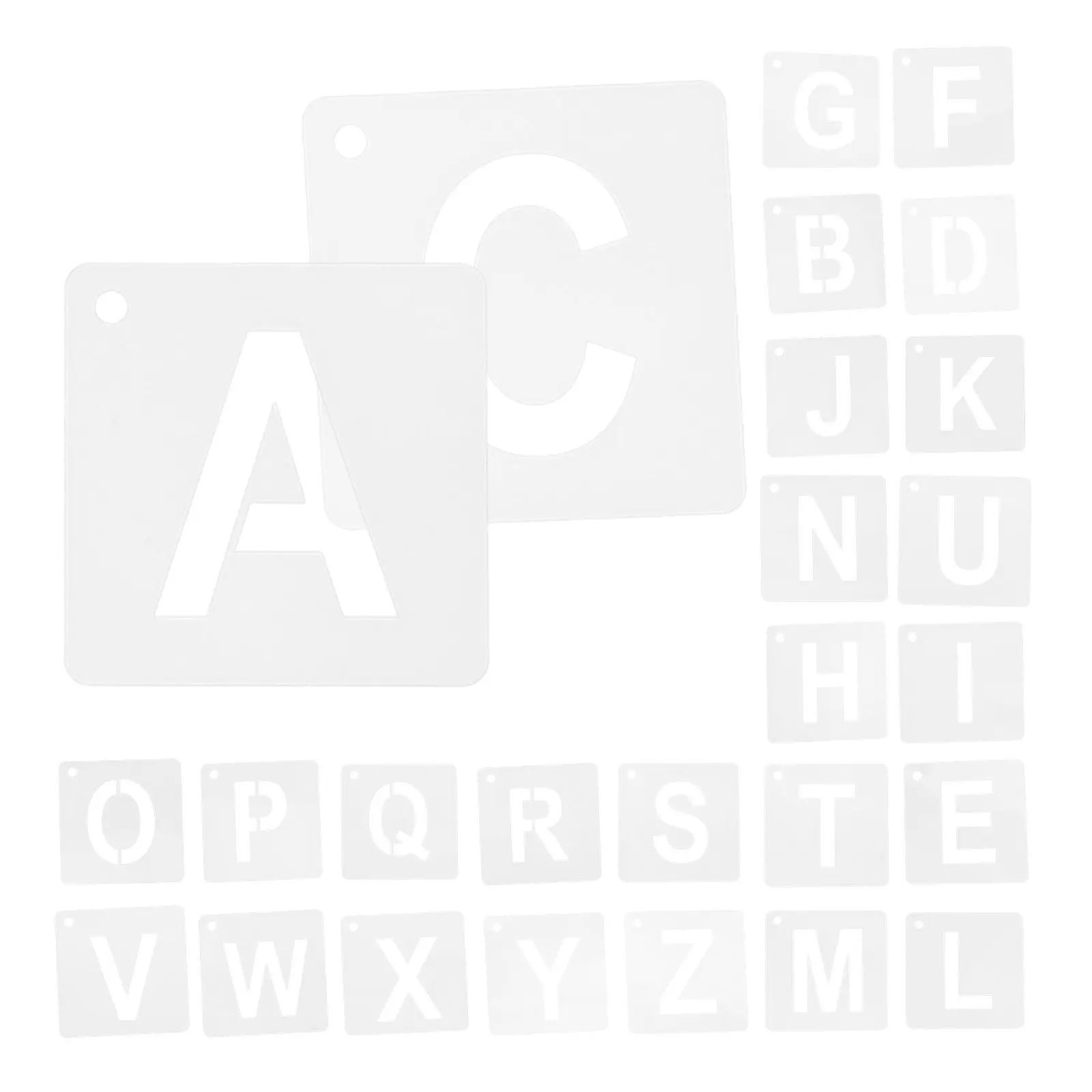 

Набор мини-трафаретов для алфавита (A-Z, заглавные буквы), многоразовые пластиковые шаблоны для рисования, для обучения грамоте и декора стен